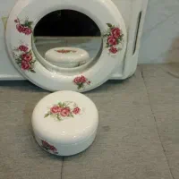 اینه و جا جواهر  گل سرخ قدیمی