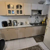 کابینت فلز با آبچکون سینگ دوقلو و شیر ظرفشویی