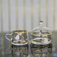 فنجان هالو لب طلا گل دار