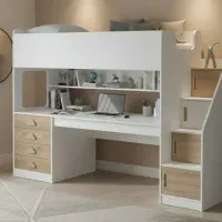 تخت دوطبقه میز تحریر دار کتابخانه دار