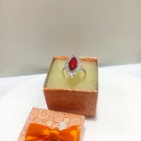 انگشتر نقره ملیله اصفهان نگین قرمز کد ۱۱۵