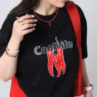 تیشرت زنانه باکسی فری سایز قرمز و مشکی