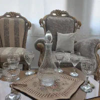 پارچ وجام بلور طلا کوبی دکوری با ۶ جام