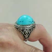 انگشتر نقره نگین فیروزه حراج  فقط گرم ۳۰۰
