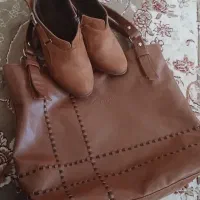 کیف وکفش ست قهوه ای مارک