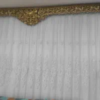 پرده‌ پذیرایی جنس حریر ترک مروارید دوزی