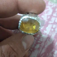 انگشتر   نقره  یاقوت زرد امتیس  عقیق یمنی