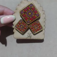 ست گوشواره و انگشتر چوبی کار دست برند چو بدلیجات