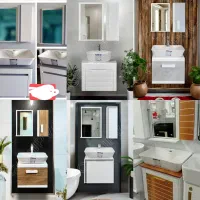 فول ست روشویی کابین دار pvc+ آیینه+باکس+سنگ