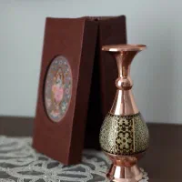گلدان مسی خاتم‌کاری