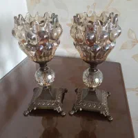 شمعدان جفتی پایه برنز