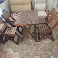 میز و صندلی چوبی تاشو