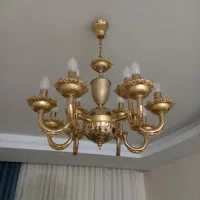 لوستر ۱۲ شاخه آبکاری طلا همراه یک عدد دیوارکوب