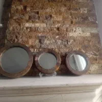 سه عدد آینه چوبی گرد دکوراتیو