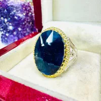انگشتر فوق لوکس سنگ یاقوت کبود معدنی اصیل موزامبیک