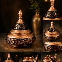 شکلات‌خوری مسی خاتم‌کاری و قلم‌زنی ، دکوری لوکس