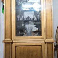 بوفه ویترین چوبی دوتکه