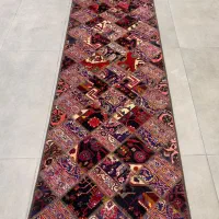 فرش دستباف کلاژ کناره ۱ در ۳ و ۱ در ۴ پشت چرم