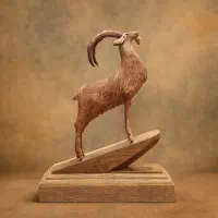 مجسمه چوبی بز کوهی/دکوری/کادویی/هدیه/