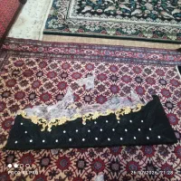 کتیبه طرح چوب پارجه مخمل سرمه ای ۳متری