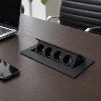 پریز توکار میز ۴ سوکت فکتور HPO1 / مشکی و نقره‌ای