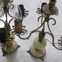 شمعدان برنج و مرمر قدیمی کلکسیونی