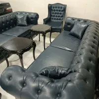 مبل چستر اصل تمام چرم و چوب روس