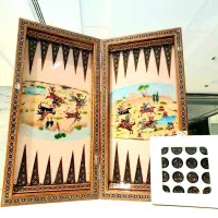تخته نرد خاتم کاری طرح مینیاتور