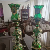 شمعدان جفت طلاکوب
