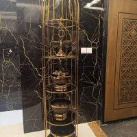بوفه و سرویس پذیرایی 5 تیکه مشکی پایه فلزی
