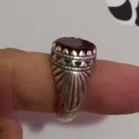 انگشتر نقره شبح سیاه و عقیق سرخ و لاجورد