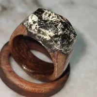 انگشتر و حلقه  و دستبند ست چوبی