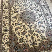 فروش فرش دستباف کاشان پشمی گل ابریشم سه متری آکبند