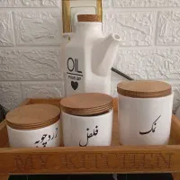 جا ادویه و روغن ریز و استند چوبی