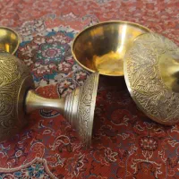 قندان برنج یک جفت و یک پایه