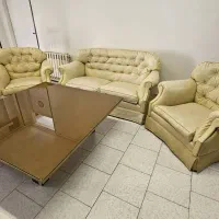 ست مبل چرمی کرم رنگ