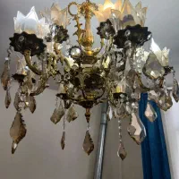 یه جفت لوستر برنجی برنزی ۶ شاخه ۱۲ شعله