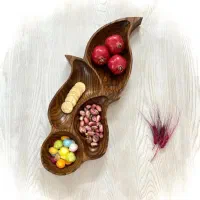 ظرف با مدل برگ چوبی