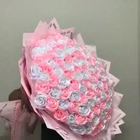 دسته گل رز مصنوعی روبانی دسته گل خواستگاری