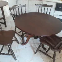 میز ناهار خوری صندلی لهستانی ۴ نفره انتیک قدیمی