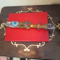 چاقو آنتیک سرخپوستی سنگ کاری شده اصل برزیل