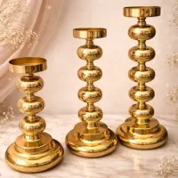 ست 3 عددی شمعدان طلایی رزگلد