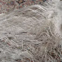 پرده ریش ریش سفید پولک دار