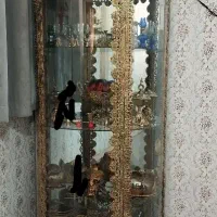 بوفه .آیینه شمعدان و سطل اشغال برنز