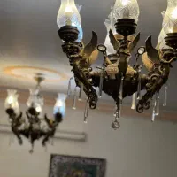 دو عدد لوستر ۶ شاخه برنز و برنج طرح فرشته