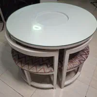 میز ناهار خوری ۴ نفره سفید و کم جا