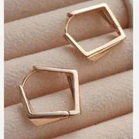 گوشواره ژوپینگ چندضلعی رنگ ثابت قفل محک