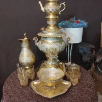 سماور برقی و ست چایخوری سرمه ای
