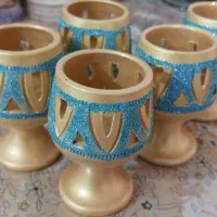 جا شمعی سفالی رنگ شده