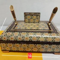 قلمدان خاتم‌کاری چوبی مدل درب‌دار